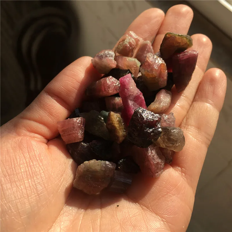 

200g amazing stone natural colorful tourmarine rough gemstone healing crystals mixed size gravel for home aquarium decoration