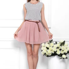 Летние Уайлд высокая талия двойной шифоновая плиссированная юбка пышная Свободная юбка