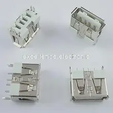 50 шт. USB 2,0 гнездовой Тип 4 контактный разъем печатной платы 180 градусов DIY