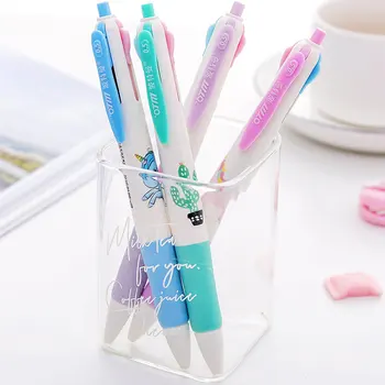 

2PCs Coloffice Cartoon Unicorn Flamingo Plant Multifunction Oil Pens Candy Color Ballpoint Pens Students Stationery Random Color