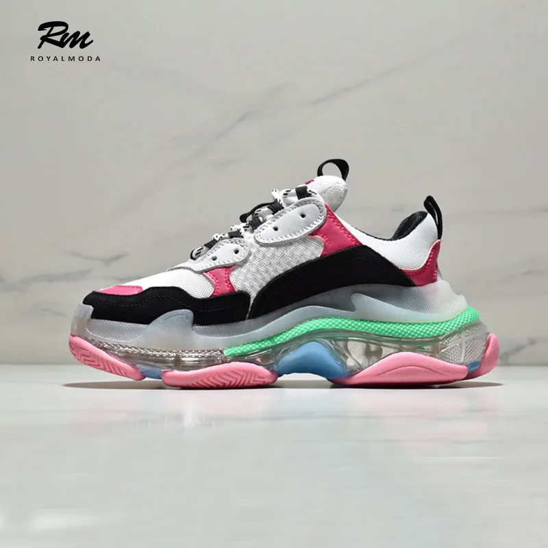 Deporte Hombres fushia Mujeres 2019 Negro Black De Eu39 Personalización Triple S Para Y Zapatos Suela Moda Zapatillas Bal Marca Eu43 Casuales RORnPSwq6