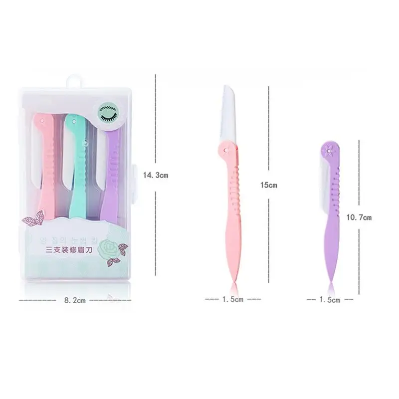 

3Pcs/set Eyebrow Trimmer Eyebrows Blade Kit Folding Replaceable Shaver Facial Hair Removing Razors Portable Eyebrow Trimmer
