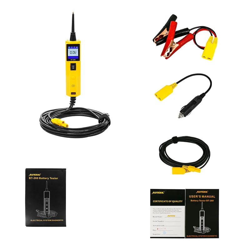 Probador de circuito de coche BT260 Sonda de potencia herramienta de diagnóstico de Sistema eléctrico automático prueba de voltaje automotriz mejor que YD208 PT150 Probador de circuito de coche BT260 Sonda de potencia herramienta de diagnóstico de Sistema eléctrico automático prueba de voltaje automotriz mejor que YD208 PT150