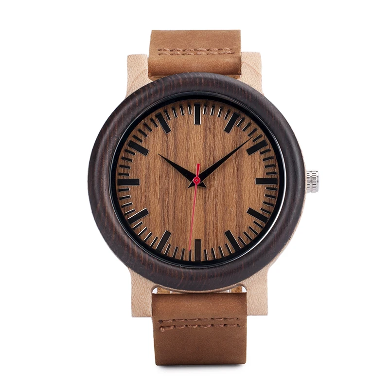 BOBO BIRD M14 Vintage Unique Design Wooden Watch For Men With Genuine Leather Strap in Gift Box
