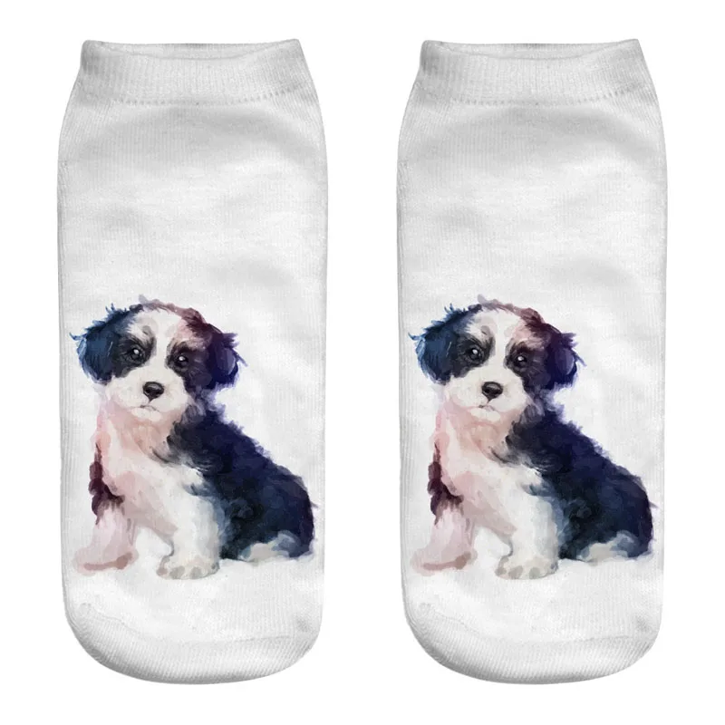 Новая мода Милая собака 3D Носки с рисунком женские носки до лодыжки Chaussette носки с животными Art Puppy Hosiery Cool Dog Life Sox 1 пара = 2 шт - Цвет: 1