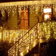 Рождественский светильник s, наружное украшение, 5 метров, свисает, 0,4-0,6 м, СВЕТОДИОДНЫЙ занавес, сосулька, струнный светильник s, новогодний, Свадебный, праздничный, гирляндовый светильник