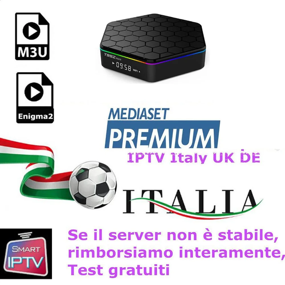  Iptv italy Subscription UK German French Sport Mediaset Premium for m3u Enigma2 IOS Smart TV PC And