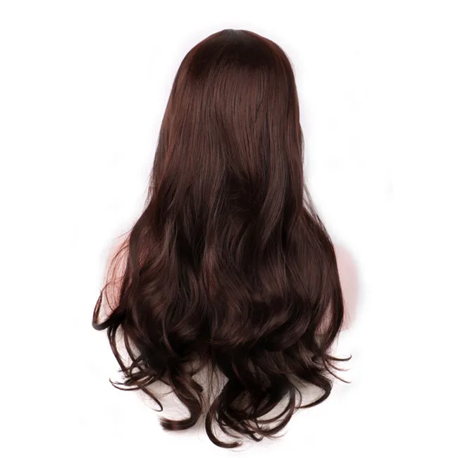 WoodFestival черный коричневый Бургундия Волнистые длинные термостойкие синтетические парики с челкой косплей парики для женщин