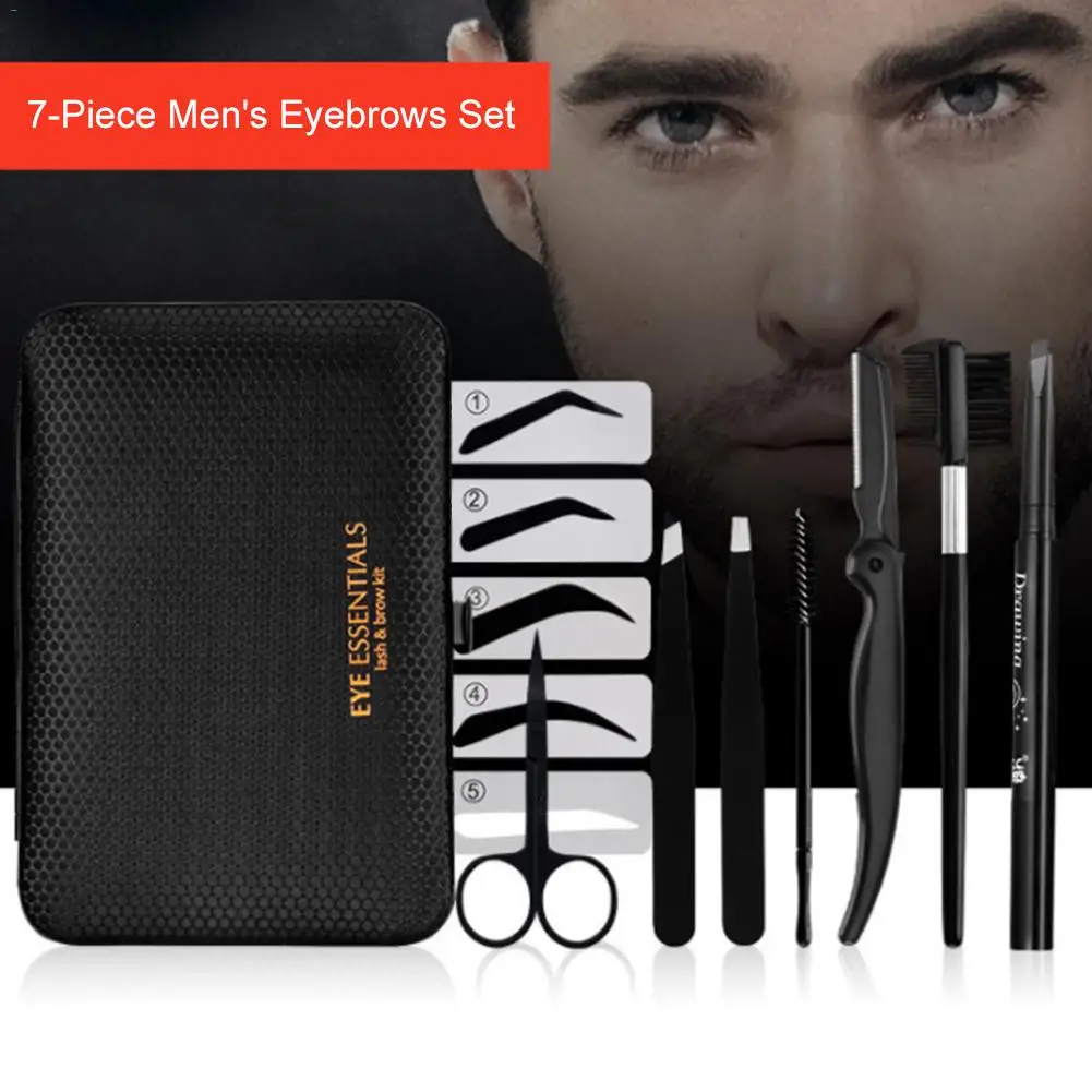 7-Piece Men's Eyebrows Set Brows Brush Tool Set Eyebrow Comb Grooming Suit Kits Stainless Steel Eyebrows Clippers 7-Piece Men's Eyebrows Set Brows Brush Tool Set Eyebrow Comb Grooming Suit Kits Stainless Steel Eyebrows Clippers