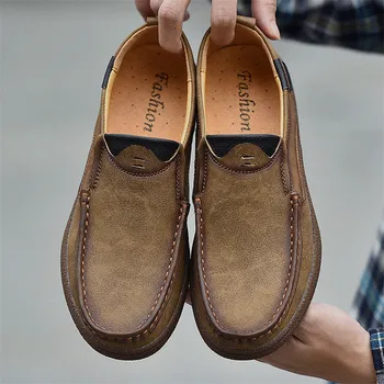 

Men Leather Shoes Elegant Flat Man Shoes Casual Shoes Men Summer Driving Shoes Men Leather Luxury Brand Top Quality