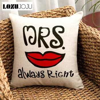 

LOZUJOJU Special words design cushion cover couple pillowcase for home decor bedroom sofa chair linen fabric living room