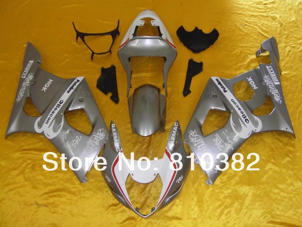 Комплект обтекателей под давлением для GSXR1000 03 04 GSXR 1000 GSX-R1000 K3 2003 2004 ABS Серебряный