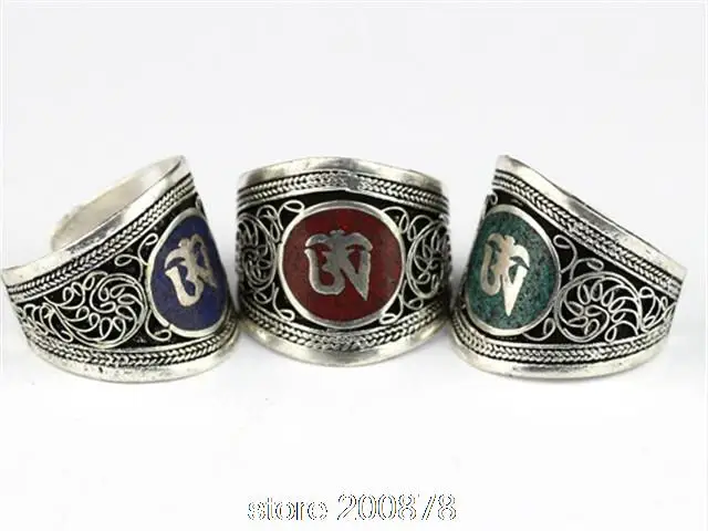 

R023 Tibetan silver OM amulet Rings for Man Tibet Mantras Ring