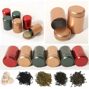 

Metal Cans Tea Pots Mini Caddy Small Sealed Canisters Portable Travel Tea Box Titanium Stainless Steel Tea Tank Box Tea Storage