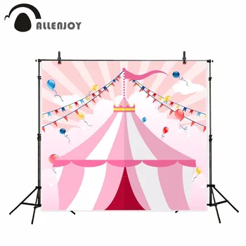 

Allenjoy photographic background Pink Flags Golden Circus Birthday backdrop photocall professional custom birthday celebration