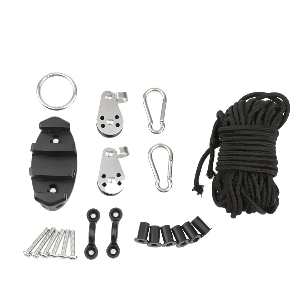 GEUNTECH Kayak Anchor Trolley Kit System with Kayak Pad Eyes Screws Cord Hook for Kayak Canoes Boat etc.