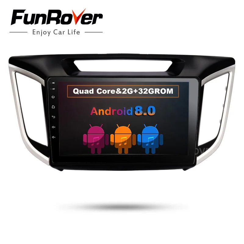 

Funrover 2 din Android8.0 Car Radio dvd Player 10.1" for HYUNDAI IX25 CRETA 2014 2015 2016 Support 4G DVR auto multimedia Stereo