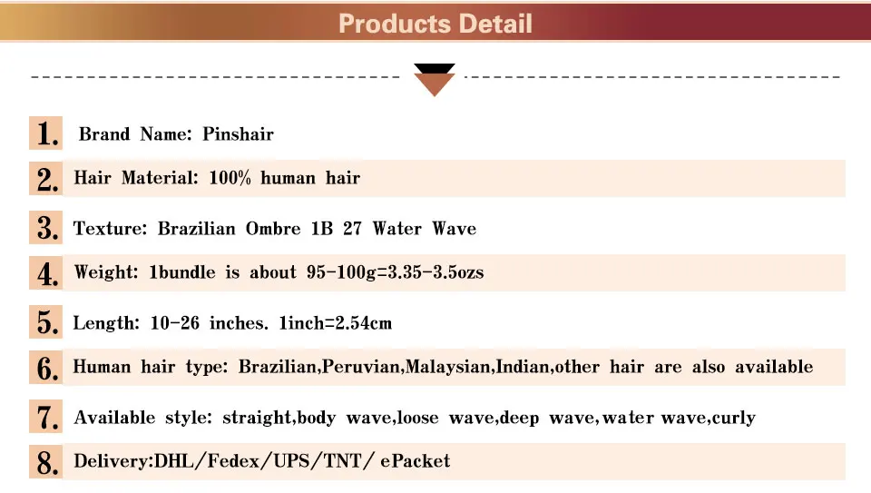 Pinshair Ombre Brazilian Water Wave Hair 1B 27 3 Bundles With Closure Ombre Wet Wavy Human Hair Extension With Closure Non-remy (8)