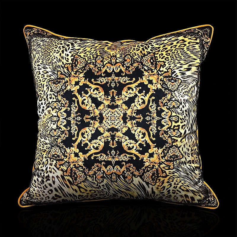 45*45cm Classical european royal velvet yellow black leopard print
