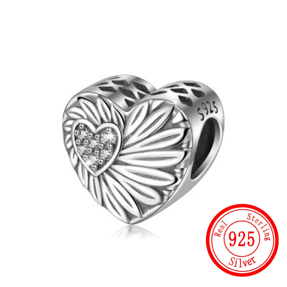 

Women S925 Sterling Silver Heart-Shaped Zircon Beads for DIY Jewelry Making Fit Women's Charm Bracelet Make Accessories