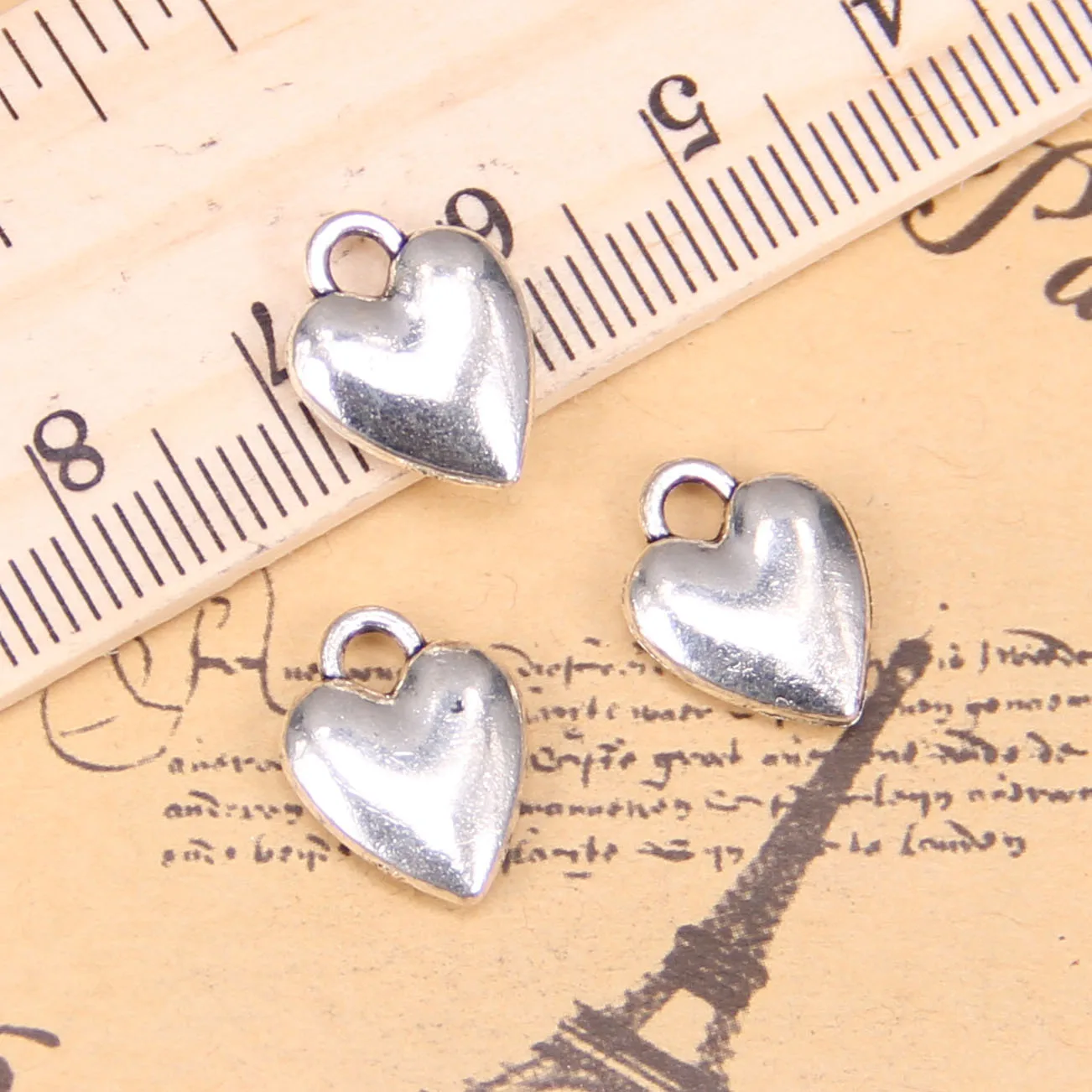 

90pcs Charms For Jewelry Making heart 14x10mm Antique Silver Plated Pendants DIY Handmake Tibetan Silver Bracelet Necklace