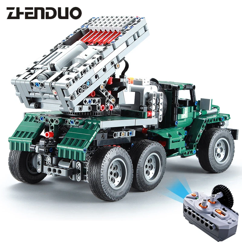 

ZhenDuo Toys C61002 Technic Remote Control RC Military BM-21 Conbat Vehicle Launch 2in1 Building Assembling blocks Brick Toy