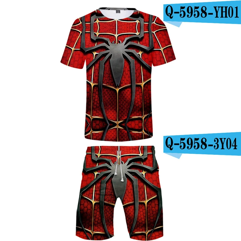 

Spriderman Far From Home Men Sets Summer 2019 New Movie Printed Spiderman Costume Sportwear Breathable Streetwear Soft Suits