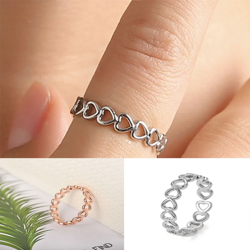 

Trendy Hollowed-out Heart Shape Open Ring Design Cute Fashion Love Jewelry For Women Wedding Rings Adjustable Wholesale WD171
