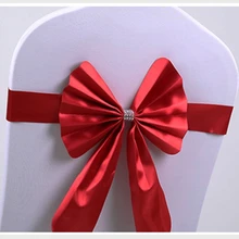 100 шт. очень хорошее качество готовых бабочка узел Стул sash 15*35 см, нет необходимости, чтобы связать Председатель Обложка лук, крышка стула украшения группы