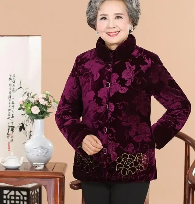 2018 Winter coat grandma installed in the elderly women 60 70 80 years old down jacket old lady