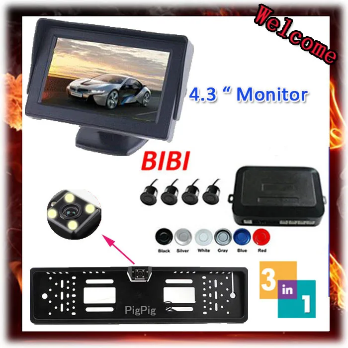 

4.3 Inch TFT Car Monitor Mirror Auto LCD Screen Russiss Car license plate camera for Car electromagnetic parking sensors Kit