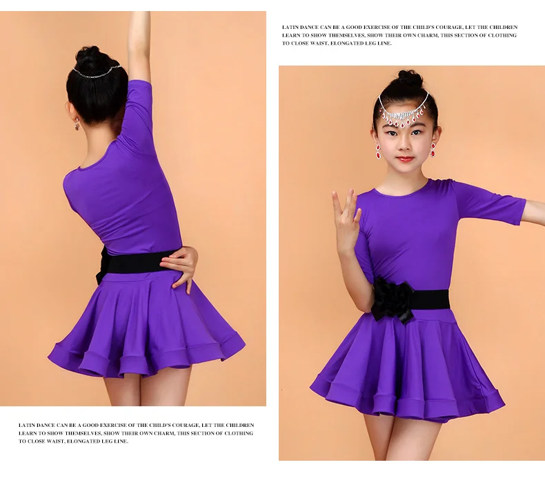 Латинский платье для танцев Полиэстер Шею девочек конкурс Бальные платья для танцев Дети Samba Cha Производительность танцевальная одежда DN2210