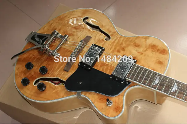 Cheap 2012 new arrival + Wholesale+Free Shipping+New built + natual color AAAA burl flame on boyd top Electric Guitar, do OEM service