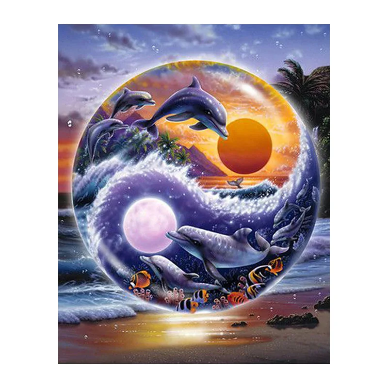 

DIY Diamond painting sea dolphin 5D Diamond embroidery Needlework Crafts Rhinestone Cross Stitch mosaic home decor
