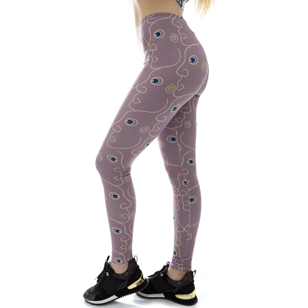 

Women Legging Purple leggins Fashion Line Printing Leggings Sexy Stretch Workout Fitness Slim Pants