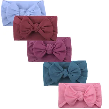 

Girls Boys Baby Toddler Turban Solid Headband Hair Band Bow 5PCS Accessories Headwear Opaska Dla Dziewczynki Infant Headbands