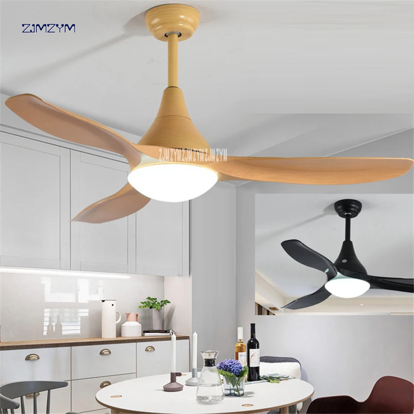 

48 inch LED 24w Nordic mute ceiling fans with lights minimalist dining living room ceiling fan with remote control 52SW-1043