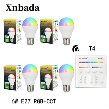 

Mi Light 6W Led Lamp E27 RGB+CCCT Led Bulb +T4(110V/220V) Panel Remote Controller Led Spotlight light Led light Free Shipping