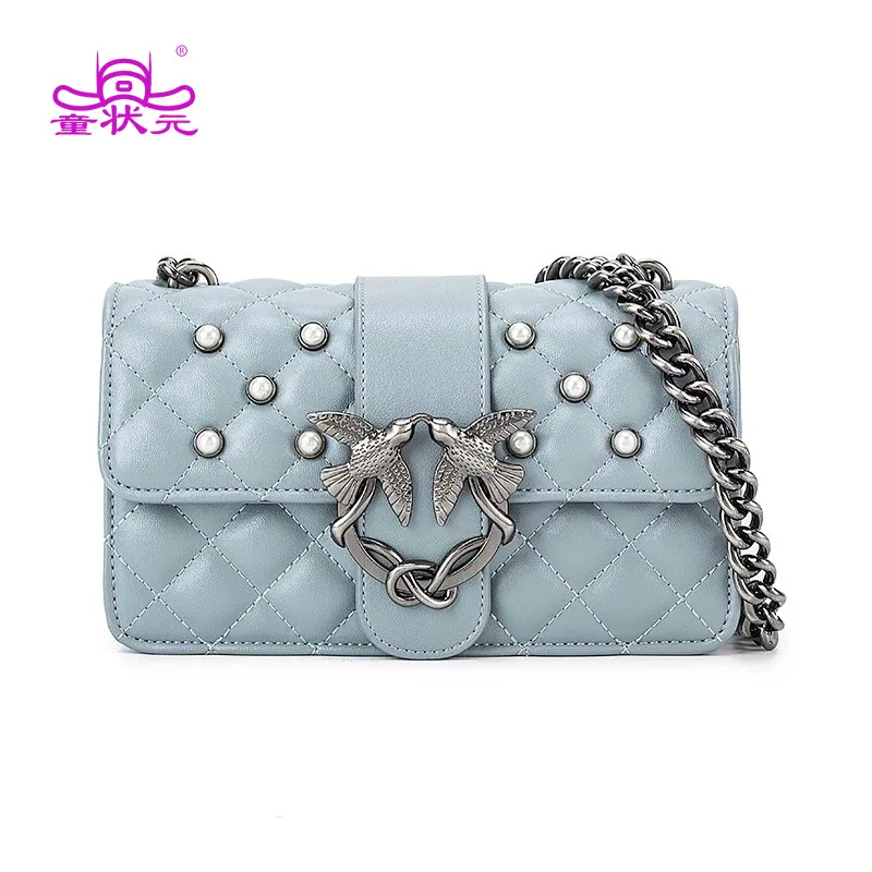

2019 High Quality Leather Shoulder Bag New Luxury Handbags Women Bags Designer Premium Famous Brand Female Swallows Chain Bags