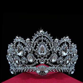 

European shiny bride crystal crown bride alloy headdress the bride wedding Large droplets crown wedding dress accessories