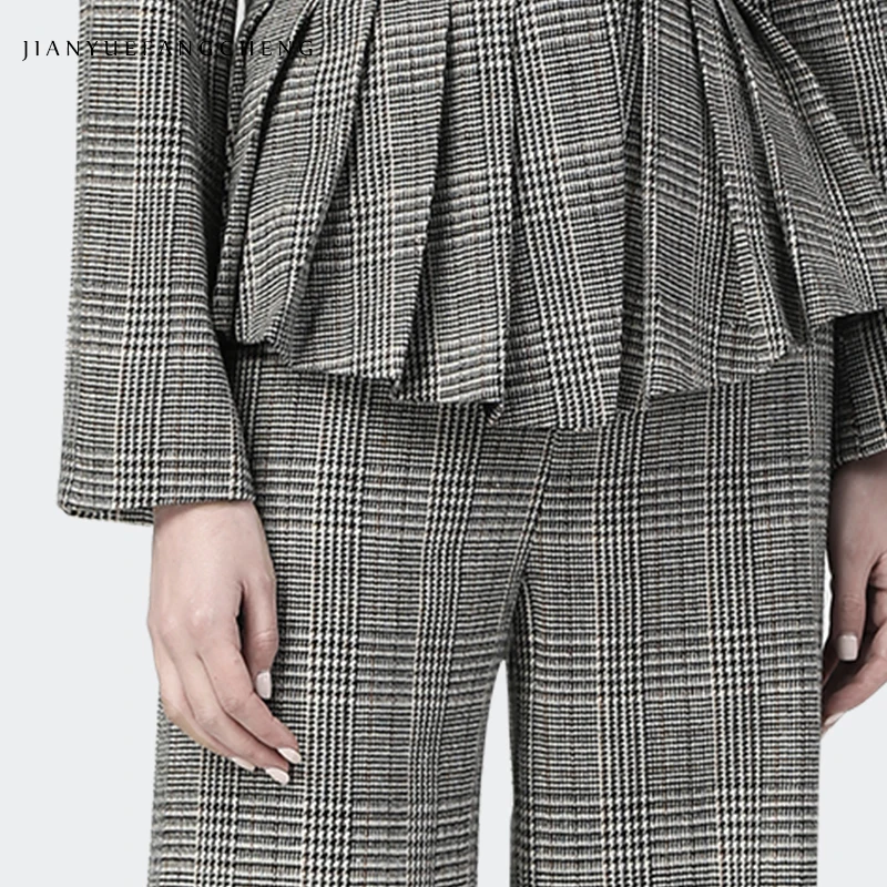 Fashion Wide Leg Ladies Pants 2019 Plus Size Streetwear High Waist Plaid Pants Thick Trousers Women Long Warm Winter Pantalon Fashion Wide Leg Ladies Pants 2019 Plus Size Streetwear High Waist Plaid Pants Thick Trousers Women Long Warm Winter Pantalon