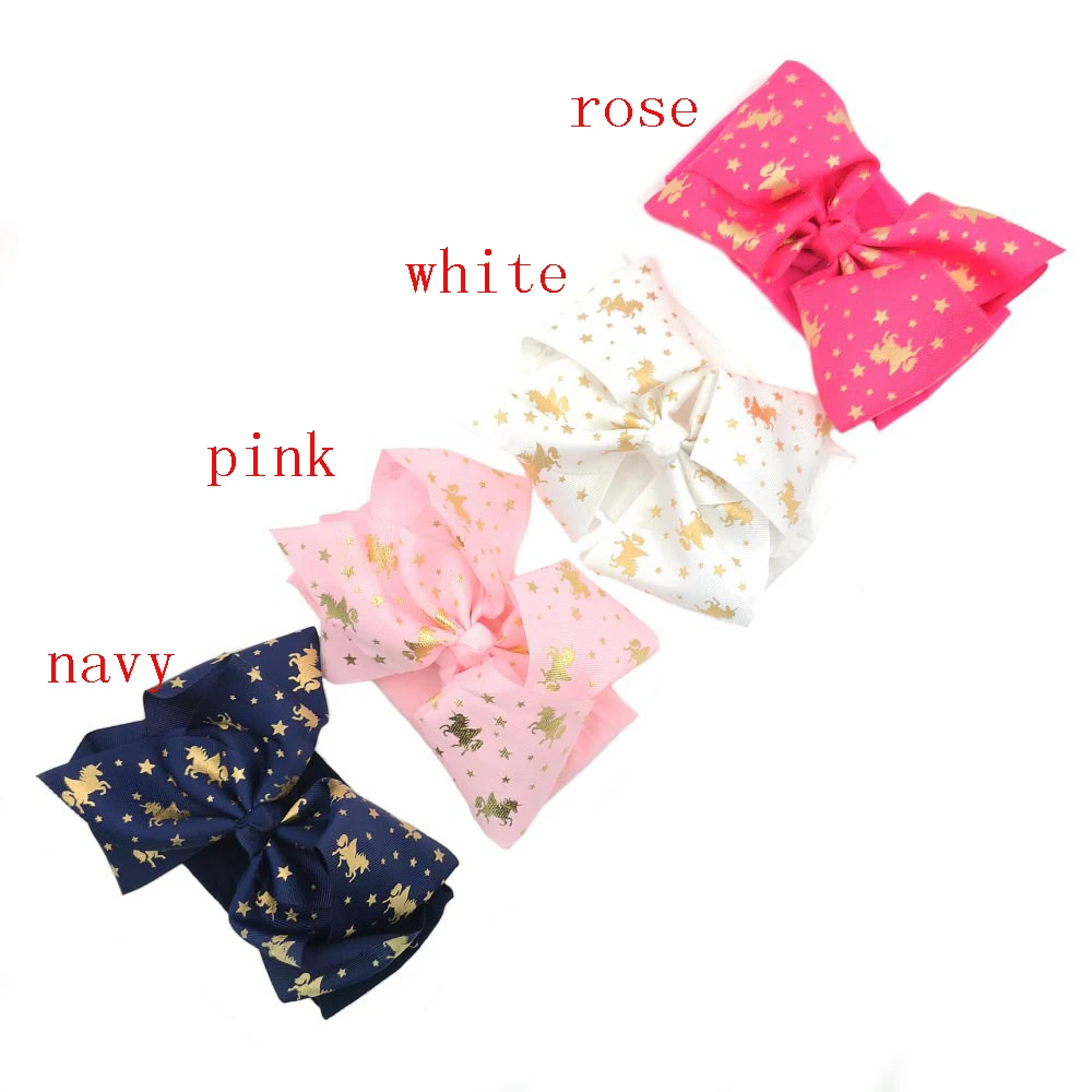 

20pc/lot Large 6Inch Unicorn Printes Bows Nylon Headabnd Children Kids Girls Ribbon Hair Bows Headbands Hair Accessories