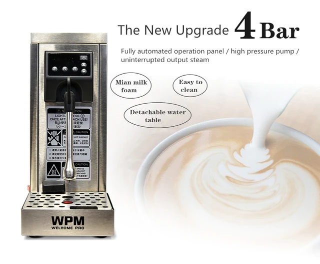 Milk Steamer Bubbler Welhomewpm Ms-130t Stainless Steel Milk