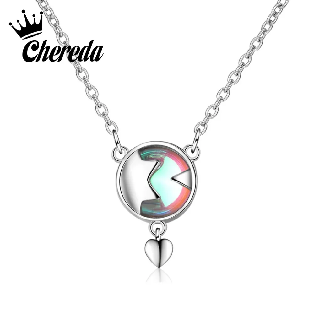 

Chereda Round Multied Necklace for Women Short Heart Shape Chain Pendant Literary Charm Jewelry