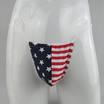 

Fashion popular mens string thong american flag adjustable pouch