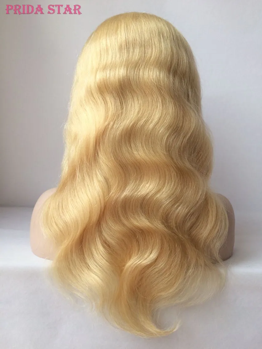 

7A Unprocessed Blonde Indian Virgin Hair Full Lace Wigs Body Wave #613 Blonde Glueless Lace Front Human Hair Wigs With Baby Hair