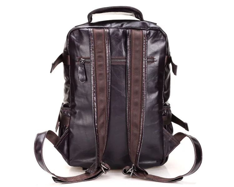 Men genuine leather backpack 15
