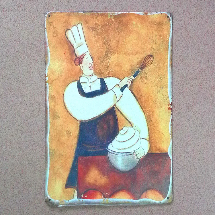 Metal tin signs Retro decor Vintage plaques CHEF kitchen poster wall