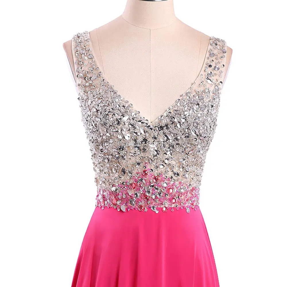 2019 New V-Neck Evening Dress Long Party Gowns Formal Pageant Celebrity Long Dress Vestidos De Novia 09184W