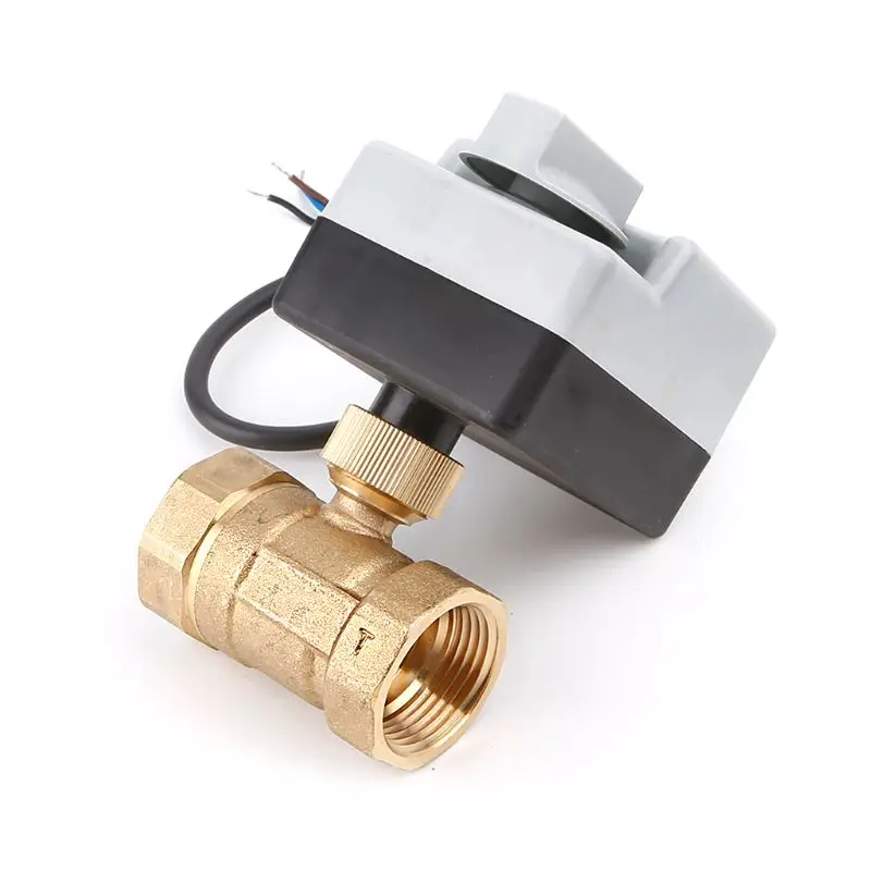 AC220V DN15 DN20 DN25 2 Way 3 Wires Brass Motorized Ball Valve Electric Actuato With Manual Switch